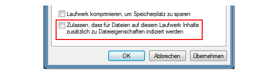 SSD Indizierung deaktivieren: Im Arbeitsplatz die SSD auswählen und „Eigenschaften“ anklicken, unter „Allgemein“ das Häckchen bei „Zulassen, dass Dateien … indiziert werden“ entfernen