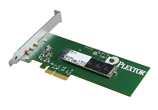 Plextor M6e: Der japanische Hersteller Plextor führt eine SSD mit M.2 Schnittstelle in seinem Sortiment - abgebildet mit PCIe Adapter (Quelle: Plextor)