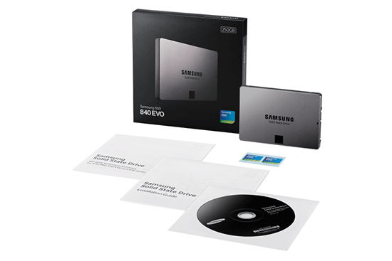 Samsung SSD 840 EVO Basic: Lieferumfang für Jedermann mit SSD, Einbauanleitung und Software-CD (Quelle: Samsung)