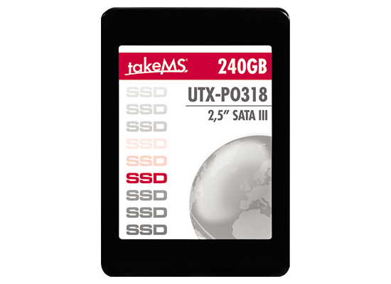 takeMS SSD 2.5 UTX-PO318: Die SSD gibt es mit 120, 240 und 480 GB Kapazität, Bauhöhe beträgt 7 Millimeter (Quelle: takeMS)