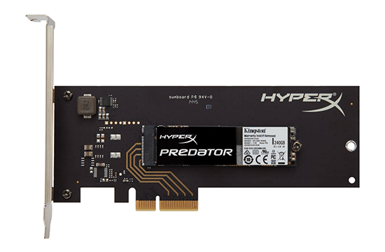 HyperX Predator SSD: Bei der Predator SSD handelt es sich eigentlich um eine M.2 SSD, die aber optional zusätzlich mit einem PCIe Adapter ausgeliefert wird (Quelle: Kingston/HyperX)